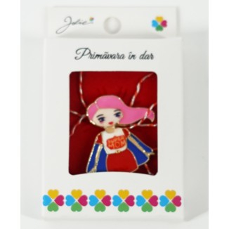 Martisor Brosa Mica in Cutie, Dimensiune Brosa 2.5-3 cm, Material Metal, Model Super Mama [1]