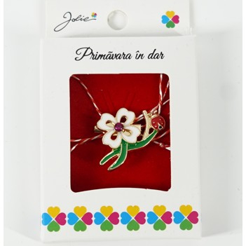 Martisor Brosa Mica in Cutie, Dimensiune Brosa 2.5-3 cm, Material Metal, Model Trifoi alb [1]