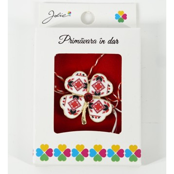 Martisor Brosa Mica in Cutie, Dimensiune Brosa 2.5-3 cm, Material Metal, Model Trifoi Traditional [1]
