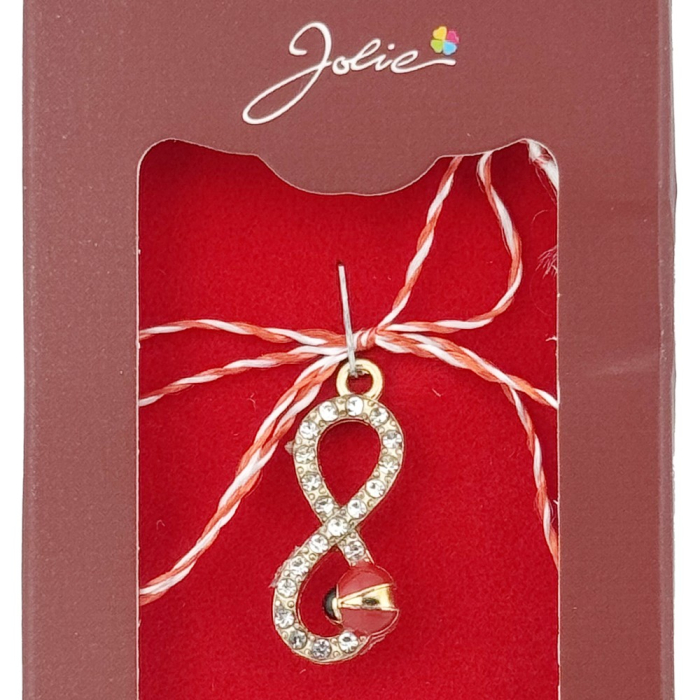 Martisor Pandantiv, Jolie, Drag de Primavara, Model Infinit / Buburuza, Rosu/Negru [2]