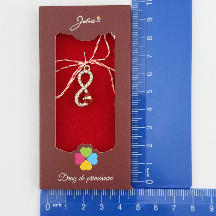 Martisor Pandantiv, Jolie, Drag de Primavara, Model Infinit / Buburuza, Rosu/Negru [3]