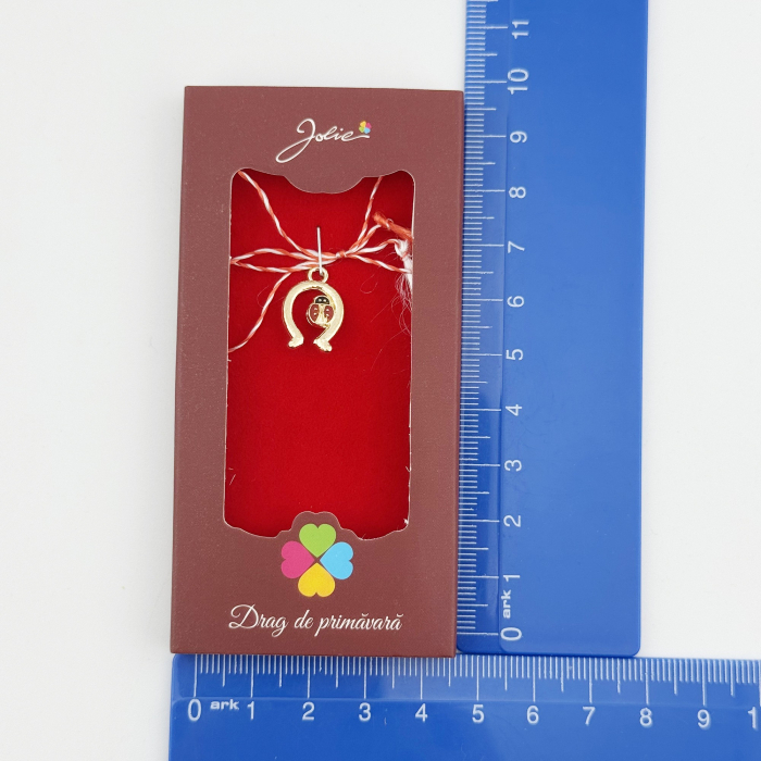 Martisor Pandantiv, Jolie, Drag de Primavara, Model Portcoava Buburuza, Rosu/Negru [3]