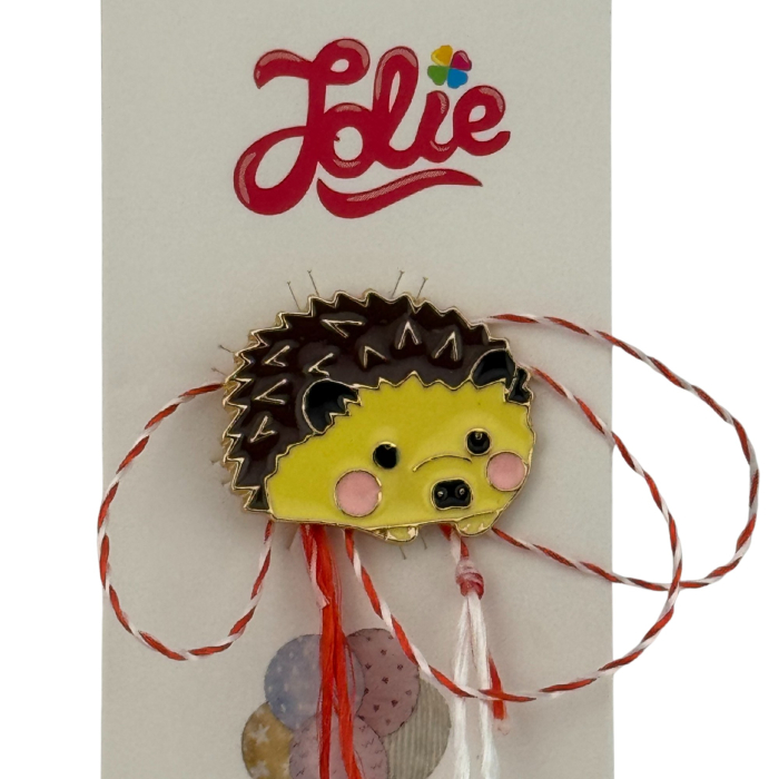 Martisor pentru copii, Jolie, Material Metal, Ambalaj Carton cu Design, Dimensiune Brosa Aproximativ 2x2 cm, Multicolor, Model Arici [3]