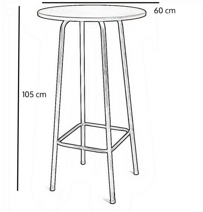 Masa bar Hailey, maro, 60x60x105 cm [4]