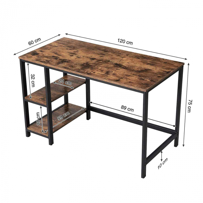Masa de birou Vintage, maro, 120x60x75 cm [4]