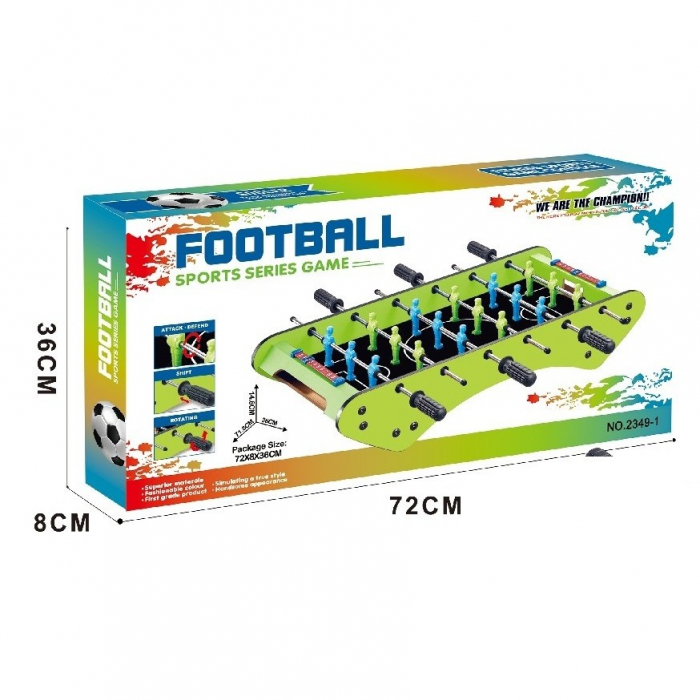 Masa de Fotbal cu Teren, Flippy, fara Picioare, 6 Manere, Tablou de Scor, 71.3 x 10 x 36 cm, din Lemn/Otel/Metal, Verde [2]