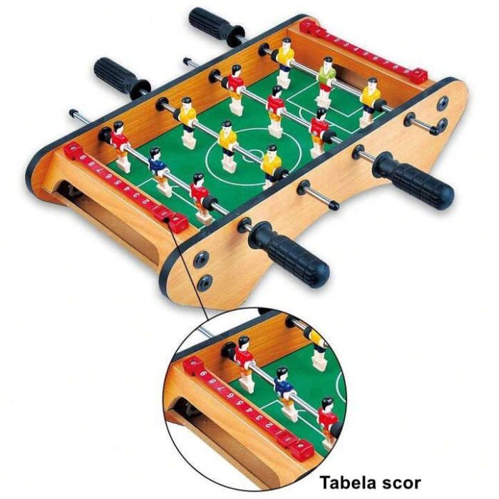Masa de fotbal cu teren si 12 jucatori Flippy, 4 manere, cu Tablou pentru Scor, din Metal, Lemn si ABS, 37.5 x 21 x 9.5 cm, Margini Rotunjite, pentru copii/adulti [3]