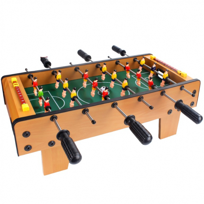 Masa de fotbal cu teren si 18 jucatori Flippy, 6 manere, cu tablou pentru scor, din metal, lemn si ABS, 50 x 25 x 18 cm, cu picioare, pentru copii/adulti [1]