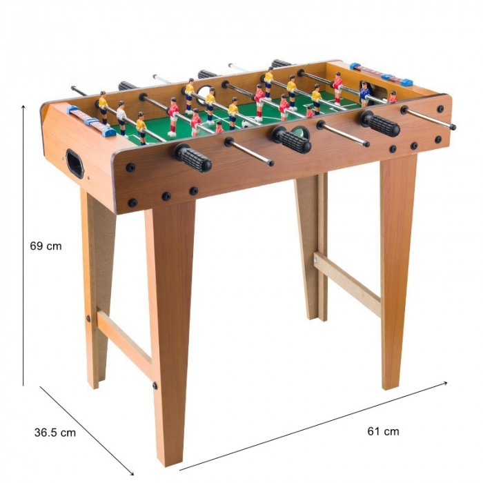 Masa de Fotbal cu Teren si 18 Jucatori Flippy, 6 Manere, cu Tablou pentru Scor, din Metal, Lemn si ABS, 69 x 36.5 x 61 cm, cu Picioare, pentru copii/adulti [2]