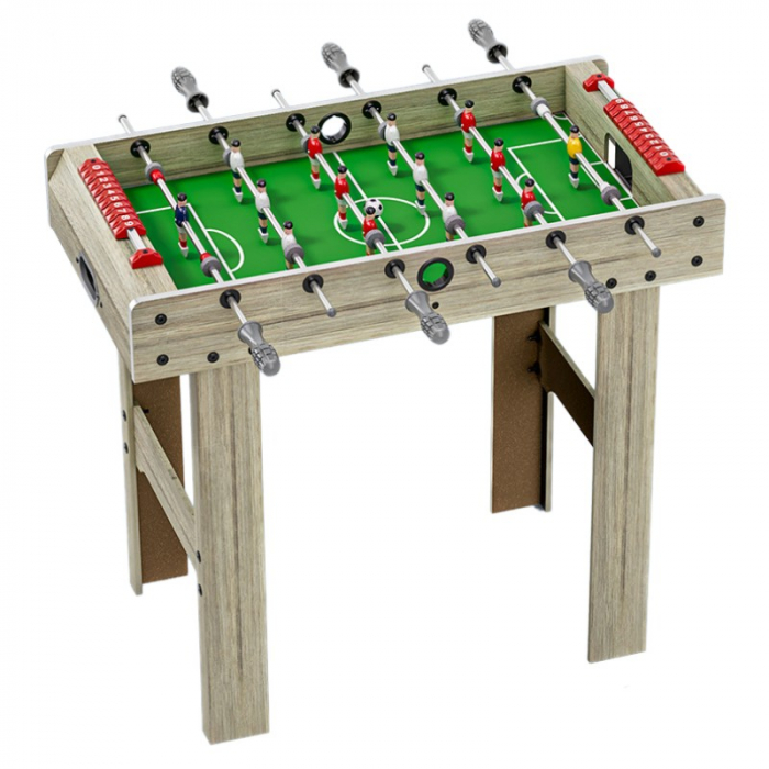 Masa de Fotbal cu Teren si 18 Jucatori Flippy, 6 Manere, cu Tablou pentru Scor, din Metal, Lemn si ABS, 81 x 43 x 78 cm, cu Picioare, pentru copii/adulti, Gri [1]