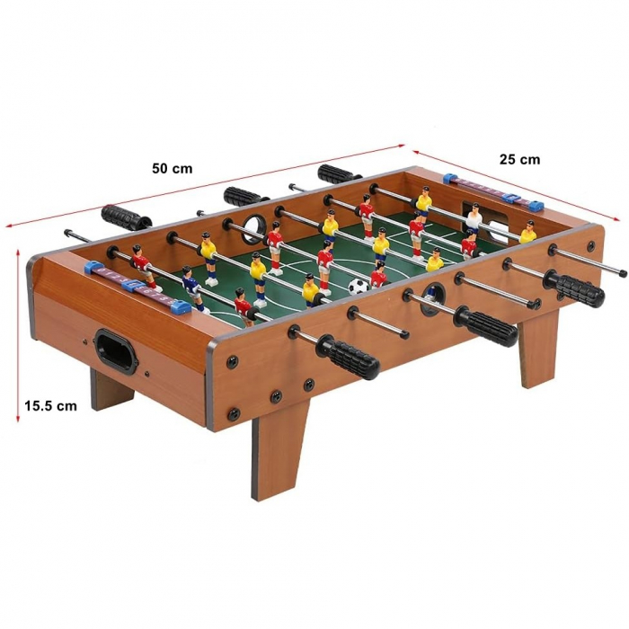 Masa de fotbal cu teren si 18 jucatori Flippy, cu tablou pentru scor, din metal, lemn si ABS, 50 x 25 x 15.5 cm, pentru copii [3]