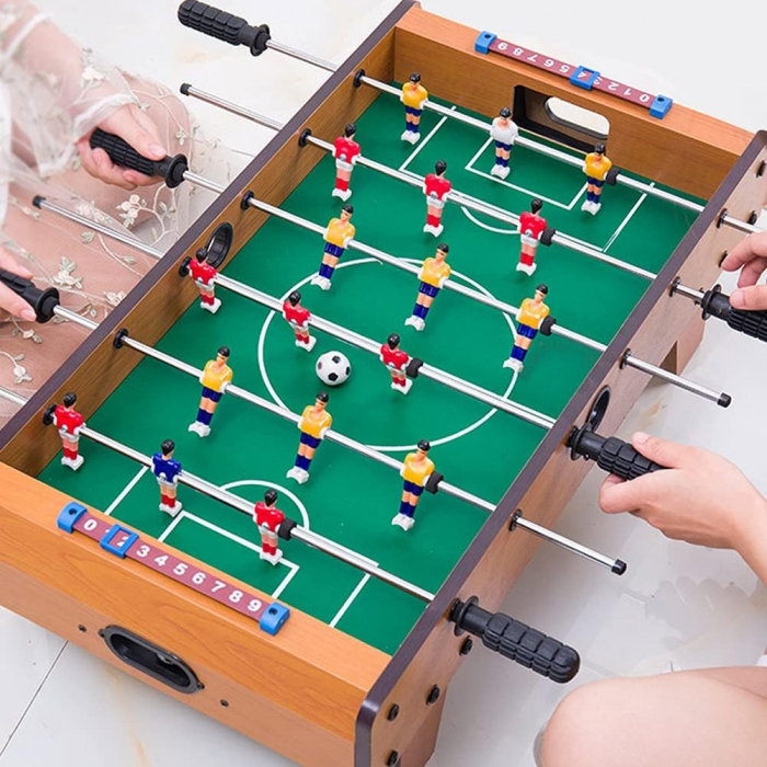 Masa de fotbal cu teren si 18 jucatori Flippy, cu tablou pentru scor, din metal, lemn si ABS, 50 x 25 x 15.5 cm, pentru copii [6]