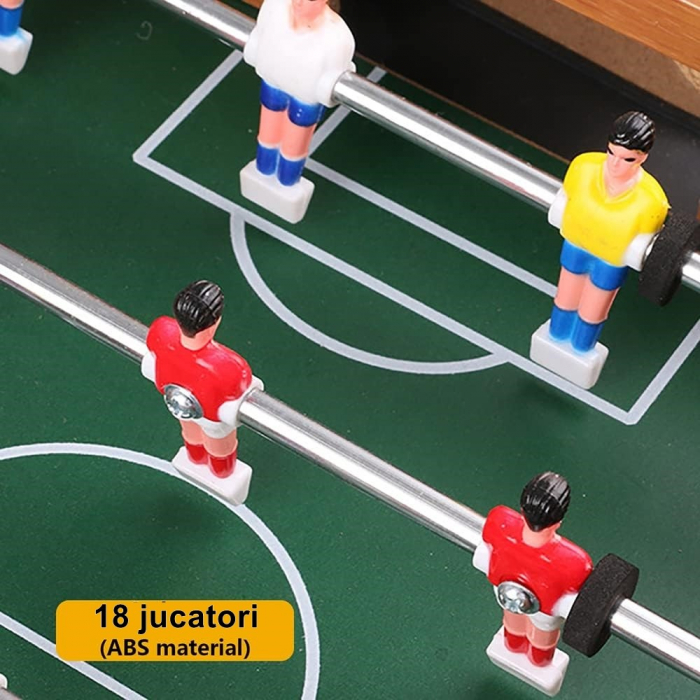 Masa de fotbal cu teren si 18 jucatori Flippy, cu tablou pentru scor, din metal, lemn si ABS, 50 x 25 x 15.5 cm, pentru copii [2]
