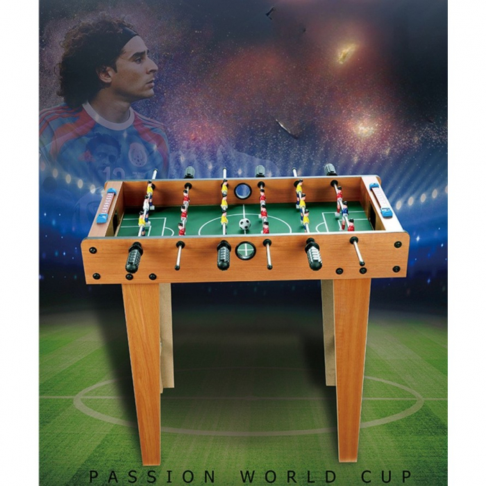 Masa de fotbal cu teren si 18 jucatori Flippy, cu tablou pentru scor, din metal, lemn si ABS, cu Picioare, 69 x 34 x 65 cm, pentru copii si adulti [2]
