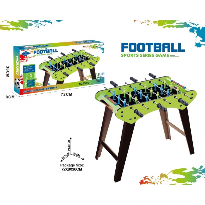 Masa de Fotbal, Flippy, cu Picioare, 6 Manere, Tablou de Scor, 71.3 x 14.6 x 36 cm, din Lemn/Otel/ABS, Verde [2]