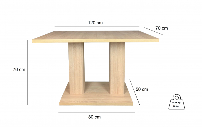 Masa dining 4 persoane Jumeira, stejar alb, 120x70x76 cm [5]
