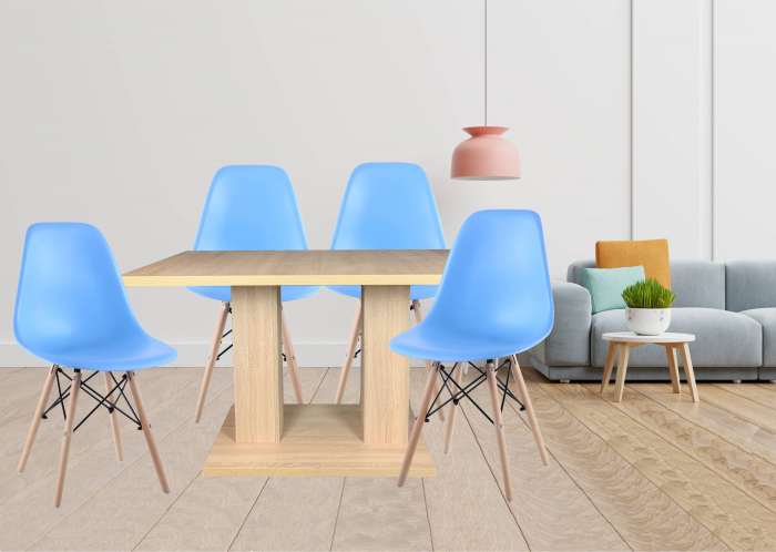 Masa dining 4 persoane Jumeira, stejar alb, 120x70x76 cm [3]