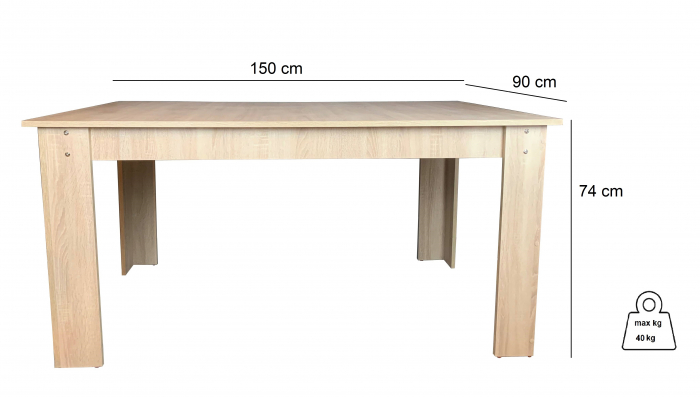 Masa dining 6 persoane Astoria, stejar alb, 150x90x74 cm [7]