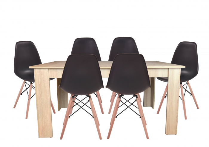 Masa dining 6 persoane Astoria, stejar alb, 150x90x74 cm [3]