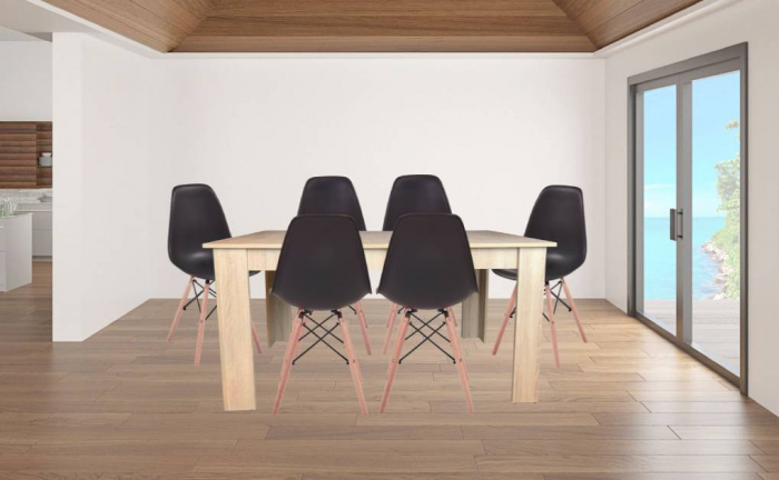 Masa dining 6 persoane Astoria, stejar alb, 150x90x74 cm [5]