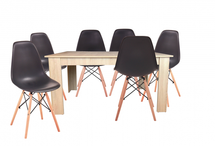 Masa dining 6 persoane Astoria, stejar alb, 150x90x74 cm [2]
