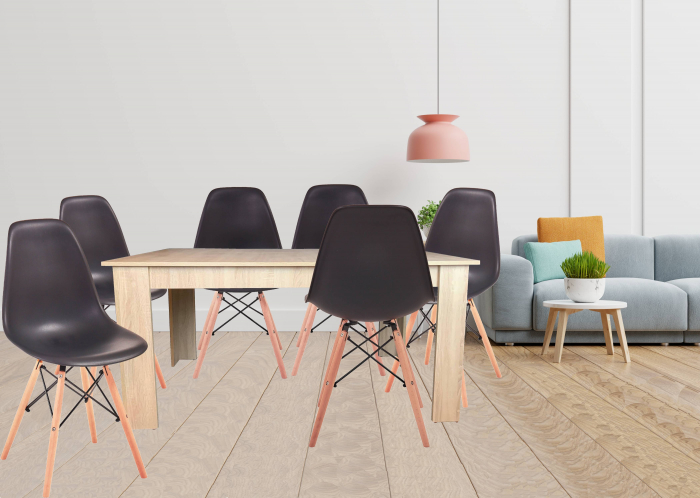 Masa dining 6 persoane Astoria, stejar alb, 150x90x74 cm [4]