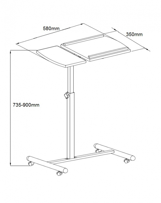 Masa laptop Mala, negru, 58x35x73.5-90 cm [6]