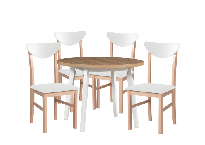 Masa rotunda living/bucatarie Solo 3 ,alb/stejar alb, 100 cm, UnicSpot [2]