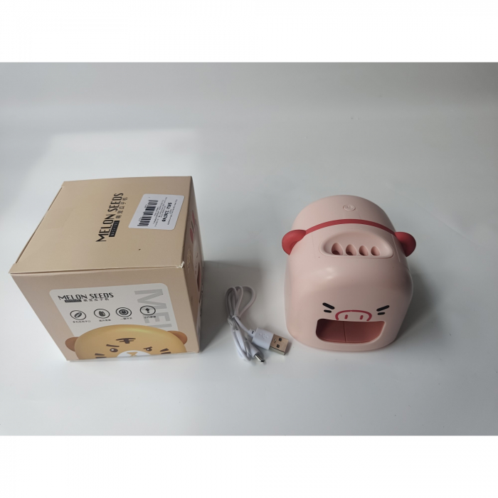 Mașină de Decojit Semințe, Flippy, Mini Deschizător, Model Porc, Incarcare USB, 9.7x10x8.6 cm,Roz [3]