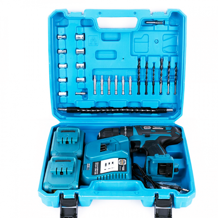 Masina de gaurit si insurubat cu percutie German Meister, 24V, trusa 26 accesorii, 2 acumulatori [8]