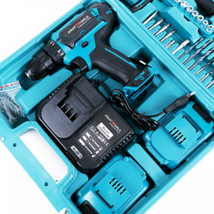 Masina de gaurit si insurubat cu percutie KraftWorld, 36V, trusa 30 accesorii, 2 acumulatori [7]