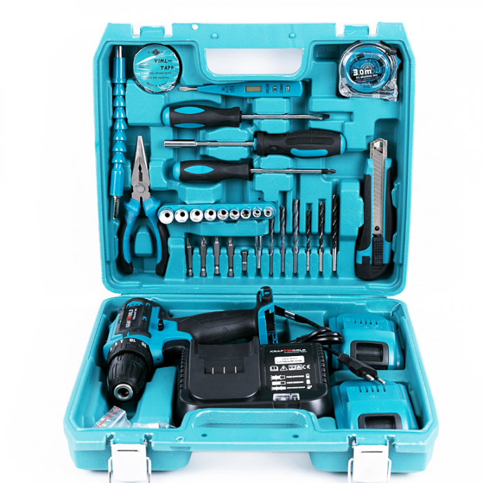 Masina de gaurit si insurubat cu percutie KraftWorld, 36V, trusa 30 accesorii, 2 acumulatori [6]