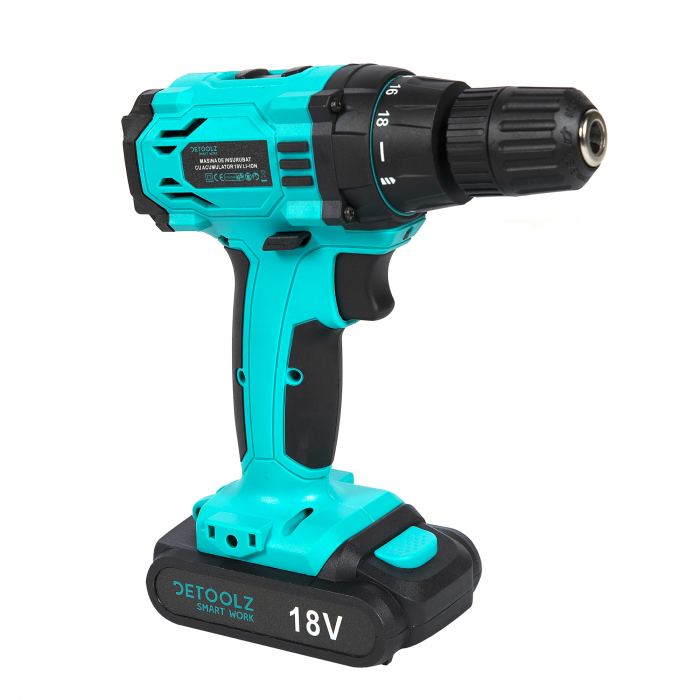 Masina de gaurit si insurubat cu acumulator Detoolz 18V Li-ion, 1.3 Ah, 2 acumulatori [2]