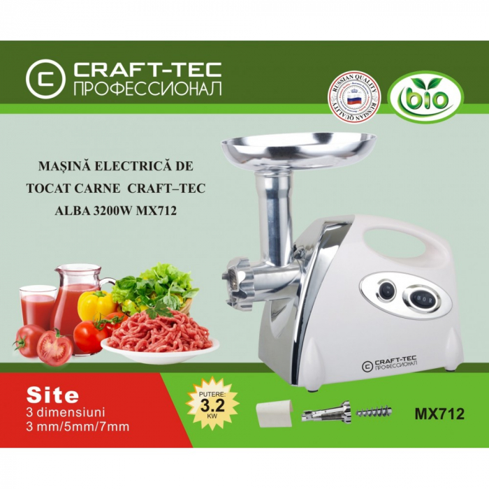 Mașina electrică de tocat carne CRAFT-TEC 3200 W ALBA MX712 [3]