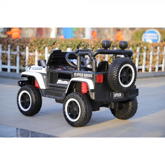 Mașină Electrică pentru Copii, Flippy, Off-Road, Conectare Bluetooth, telecomandă, Tracțiune Integrală, Lumina Intermitenta, Baterie 12V 7Ah, 120x63x68cm, Alb [5]