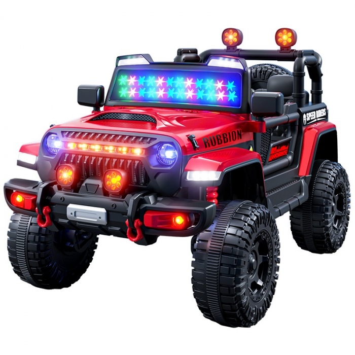 Mașină Electrică pentru Copii, Flippy, Off-Road, Conectare Bluetooth, telecomandă, Tracțiune Integrală, Lumina Intermitenta, Baterie 12V 7Ah, 120x63x68cm, Rosu [1]
