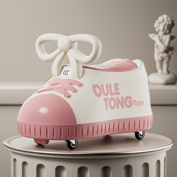 Masina pentru Copii, Flippy, Model Pantof, 4 Roti, 1-6 ani, Cutie de Depozitare, din ABS, 48 x 27 x 34 cm, Roz [5]