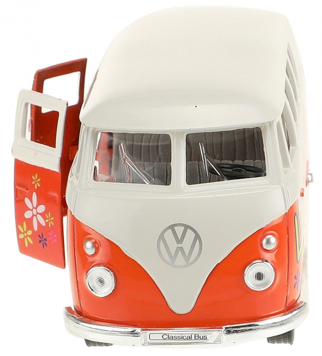 Masinuta autobuz Welly Volkswagen 1963 1:34, 11 cm, Portocaliu [2]