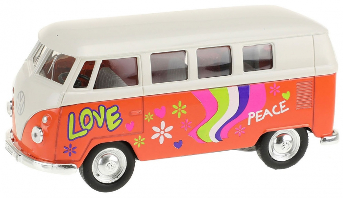 Masinuta autobuz Welly Volkswagen 1963 1:34, 11 cm, Portocaliu [1]