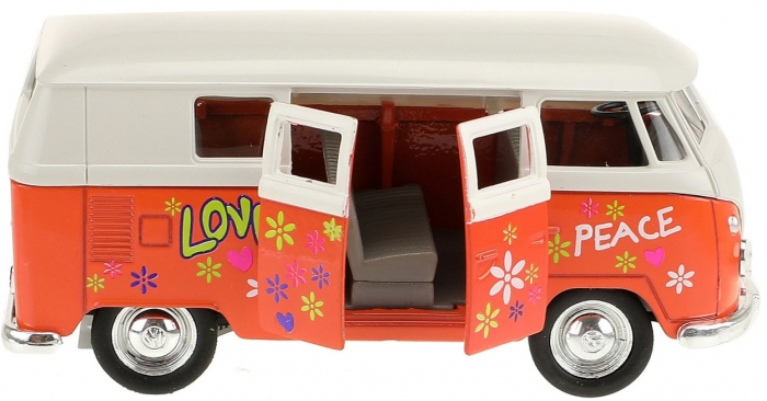 Masinuta autobuz Welly Volkswagen 1963 1:34, 11 cm, Portocaliu [3]
