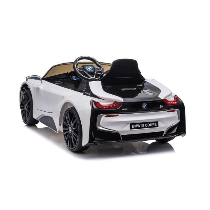 Mașinuță cu acumulator pentru copii BMW I8 cu doua usi, 12V-7Ah, LED, MP3, USB, Radio, Polipropilenă, oțel si scaun din piele ecologică, 115x73x46 cm [3]