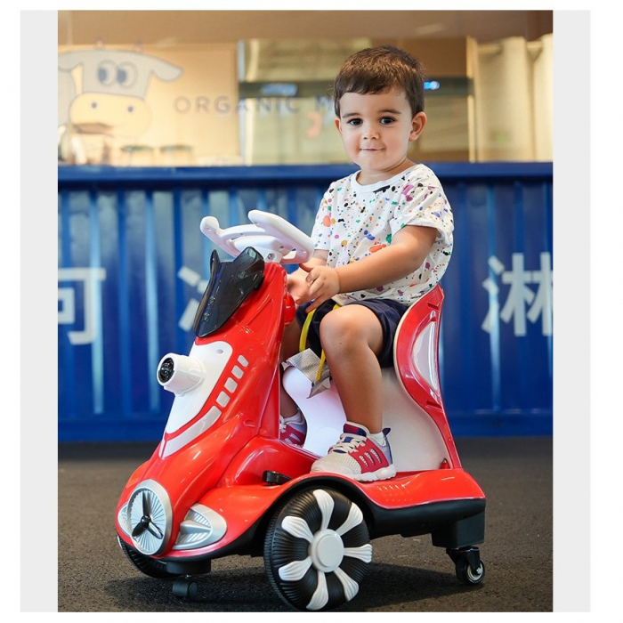 Lichidare Masinuta electrica cu telecomanda pentru copii, Flippy, roti spate rotire 360, 3- 6 ani, curea siguranta, baloane de sapun, lumini si sunete, self control si prin telecomanda, cu pedale de a [3]