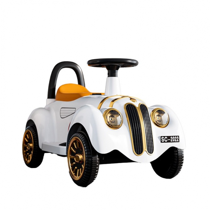 Lichidare de stoc Masinuta Electrica Flippy, Model de Epoca, cu Acumulator, Sistem Anti-Rasturnare, Sistem de Lumini si Sunet, 1-5 Ani, 75 x 36 x 45 cm, Alb [3]