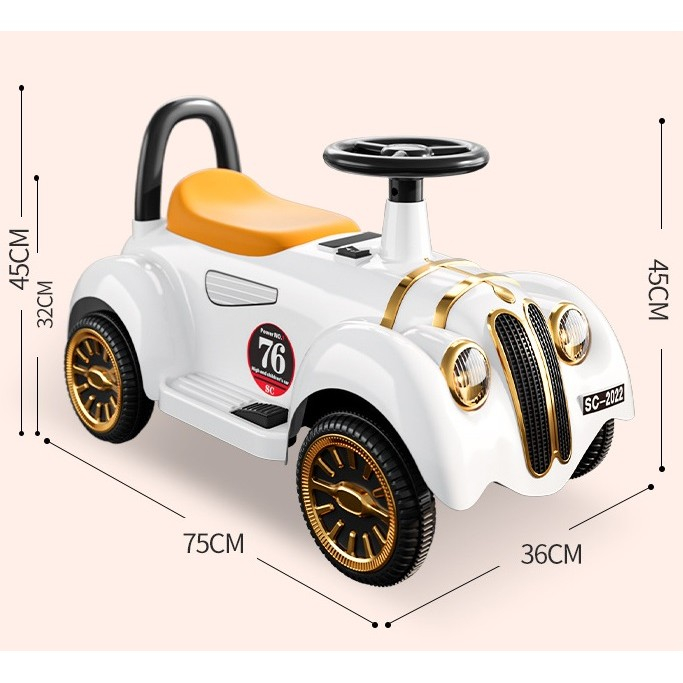 Lichidare de stoc Masinuta Electrica Flippy, Model de Epoca, cu Acumulator, Sistem Anti-Rasturnare, Sistem de Lumini si Sunet, 1-5 Ani, 75 x 36 x 45 cm, Alb [5]