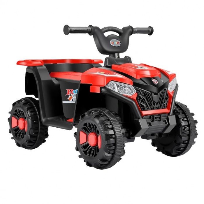 Masinuta Electrica Flippy, pe 4 Roti, Tip ATV, cu Acumulator, Sistem Anti-Rasturnare, Sistem de Lumini si Sunet, 2-5 Ani, 70 x 43 x 48 cm, Rosu [14]