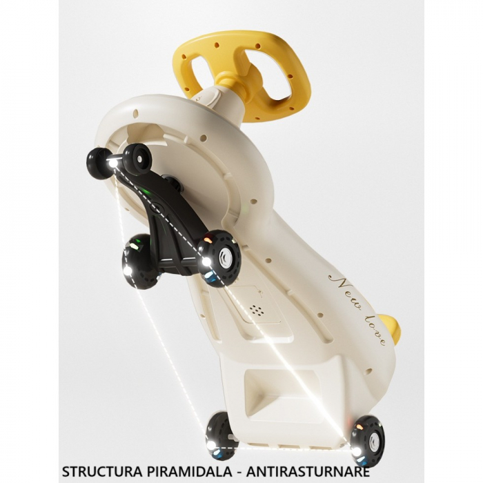 Masinuta, Flippy, 1-8 Ani, Rotire 360 Grade, Anti-rasturnare, Roti Silentioase, Impingere, Bluetooth, 66 x 32 x 37 cm, Galben [7]