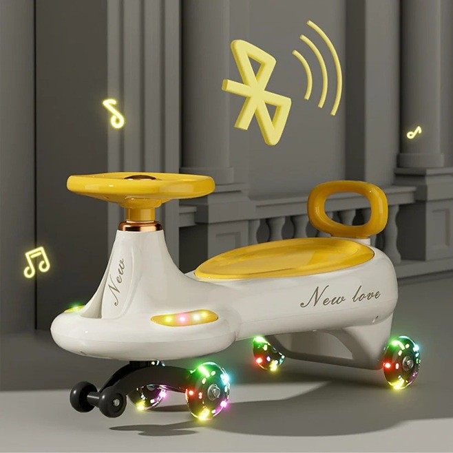 Masinuta, Flippy, 1-8 Ani, Rotire 360 Grade, Anti-rasturnare, Roti Silentioase, Impingere, Bluetooth, 66 x 32 x 37 cm, Galben [2]