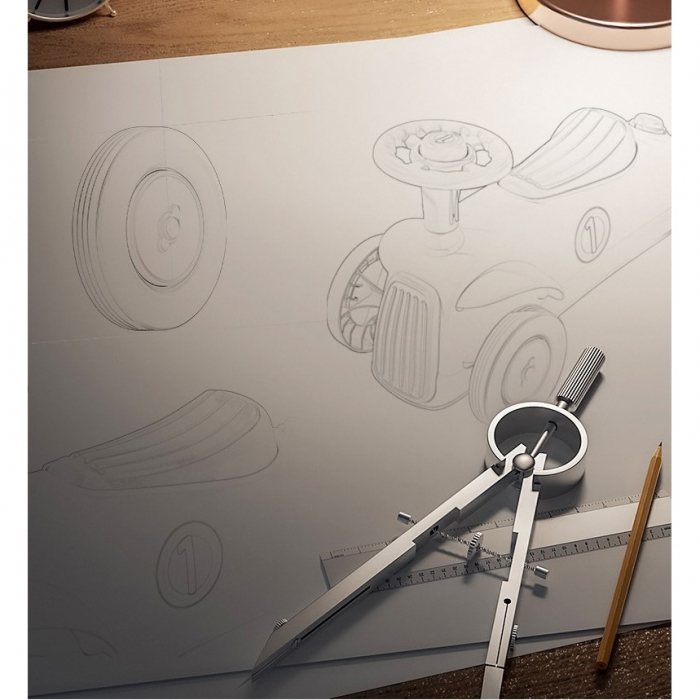 Masinuta Ride-On Flippy, cu Sistem Anti-Rasturnare, Claxon pe Volan, 1-6 Ani, 60 x 28 x 34 cm, Rosu-Albastru [3]