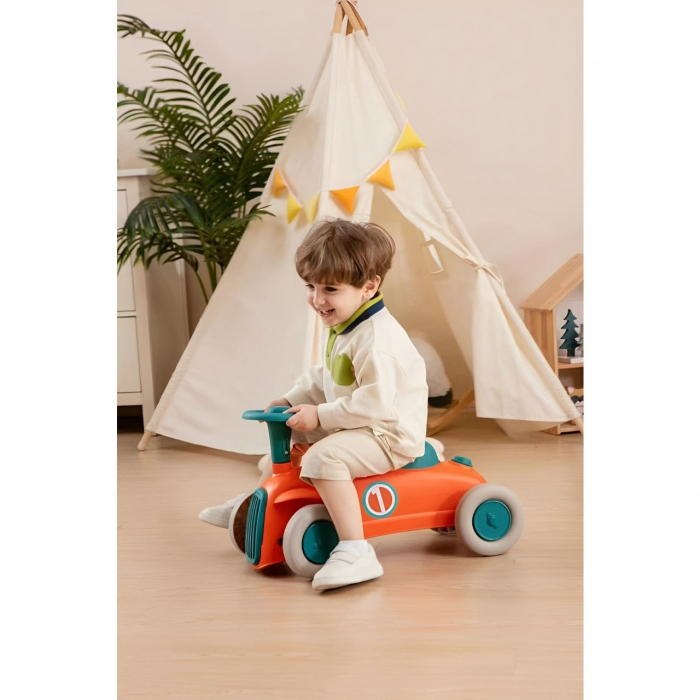 Masinuta Ride-On Flippy, cu Sistem Anti-Rasturnare, Claxon pe Volan, 1-6 Ani, 60 x 28 x 34 cm, Rosu-Albastru [4]