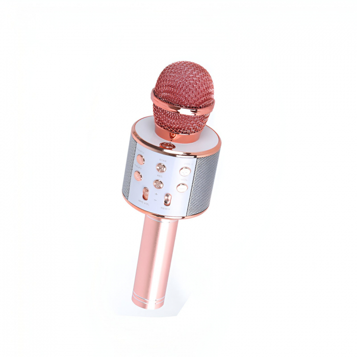 Microfon Karaoke, Flippy, pentru Copii, Bluetooth, Boxa Incorporata, Compatibil cu Orice Smartphone, Acumulator Integrat, Multifunctional, Rose Gold [3]